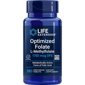 image:imageLife Extension Optimized Folate LMethylfolate 1700 mcg DFE 180 Veg Tablets