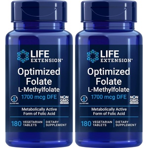 image:imageLife Extension Optimized Folate LMethylfolate 1700 mcg DFE 180 Veg Tablets Pack of 2
