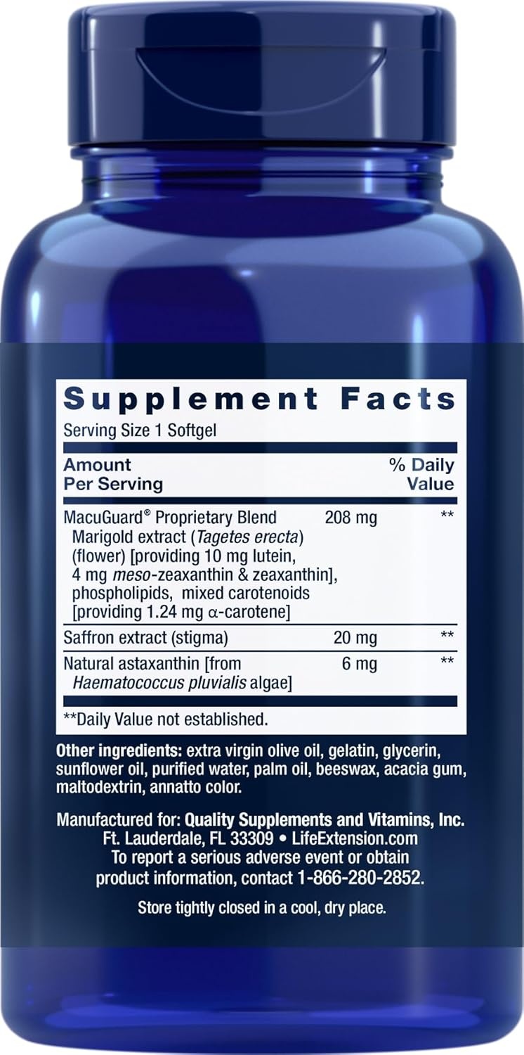 image:imageLife Extension MacuGuard Ocular Support 90 softgels with Saffron amp Astaxanthin