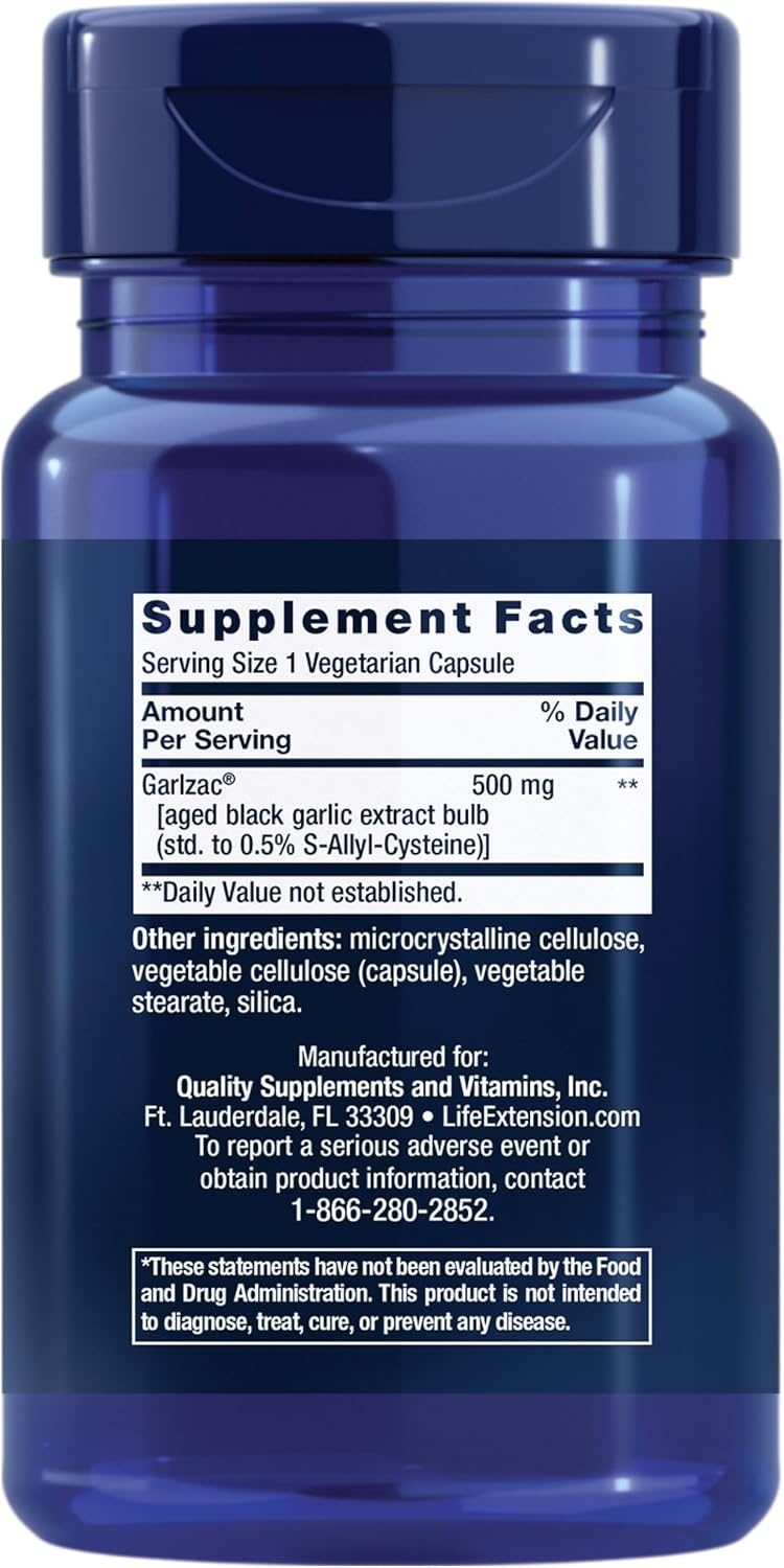 image:imageLife Extension Aged Black Garlic Heart Health Support Supplement Blood Pressure Health Support Cholesterol Health Support OnceDaily Gluten Free Vegetarian NonGMO 30 Capsules