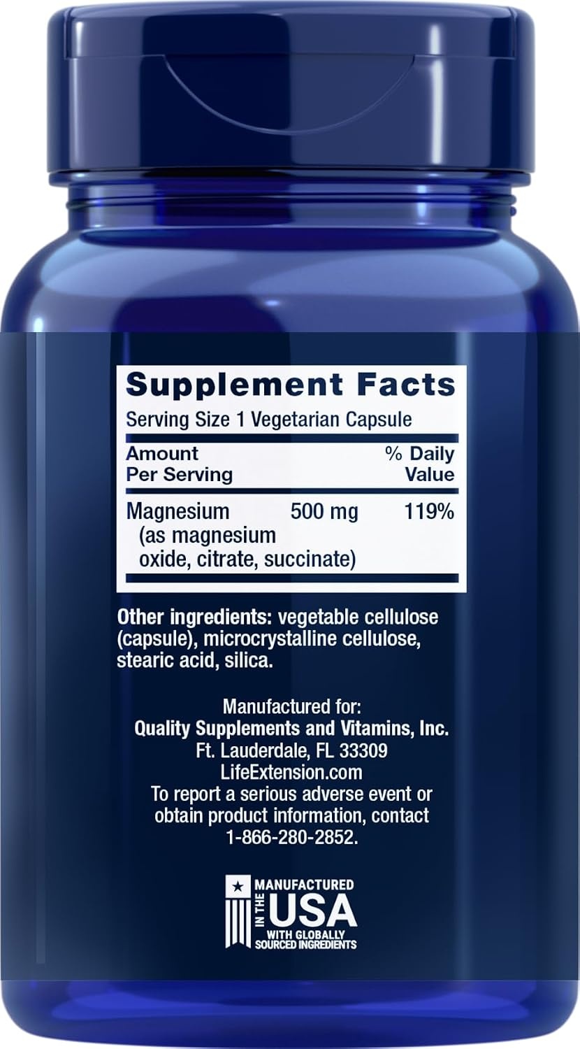 image:imageLife Extension Magnesium 500 mg 100 Vegetarian Capsules Pack of 3
