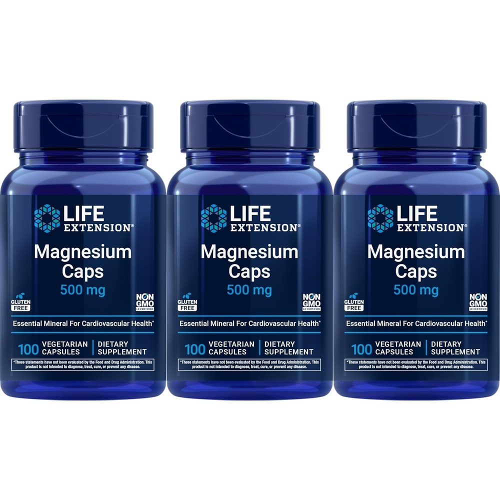 image:imageLife Extension Magnesium 500 mg 100 Vegetarian Capsules Pack of 3